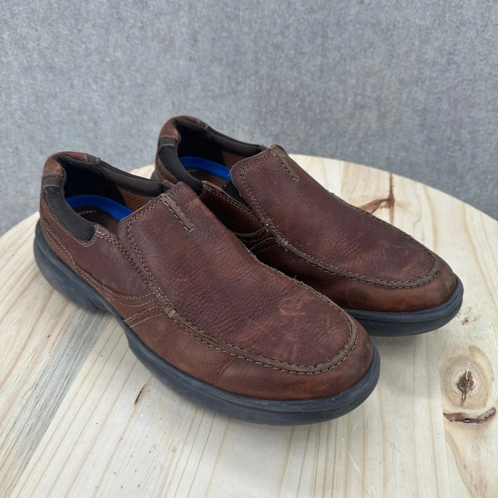 Clarks Bradley Step Loafers Mens 12 Brown Leather Comfort Casual Slip On Shoes